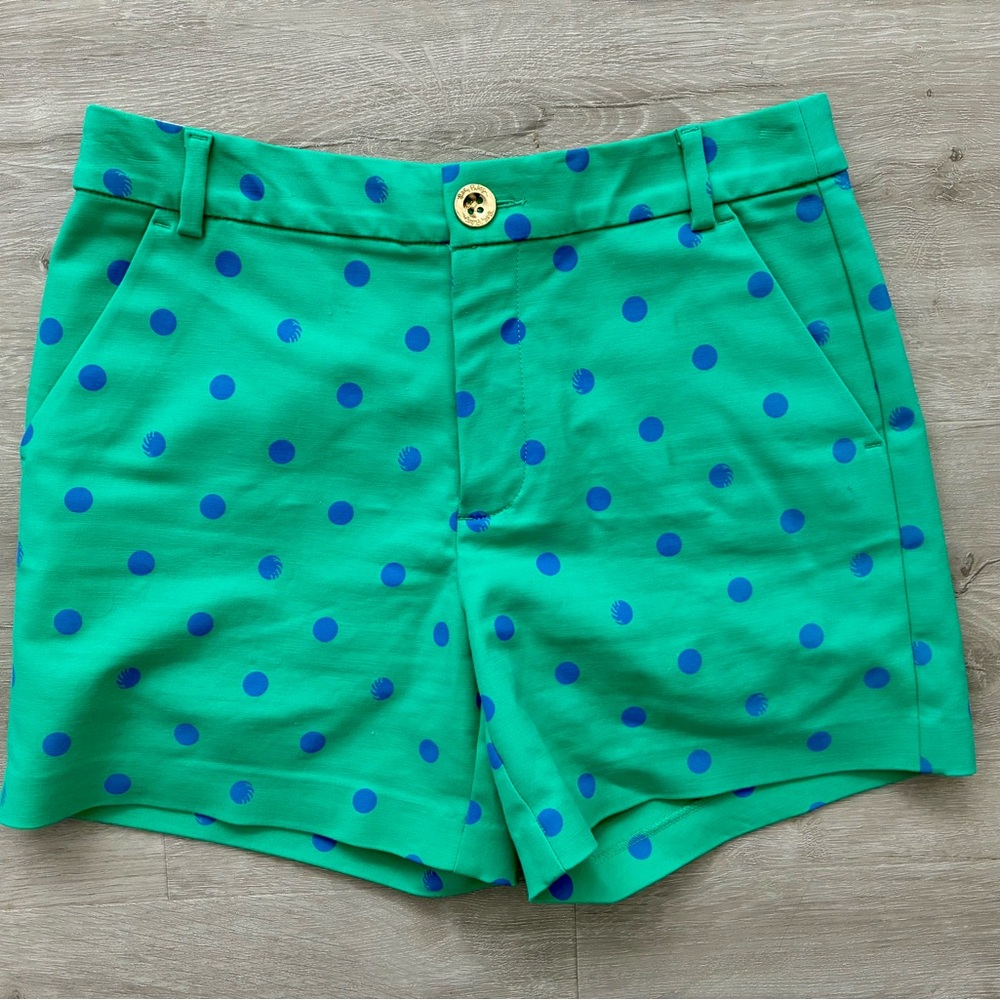 Lilly Pulitzer Teal Shorts with Blue Dots